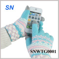 Fashion Hot Sell Women′s Floral Smartphone Wool Touch Gloves (SNWTG0001)